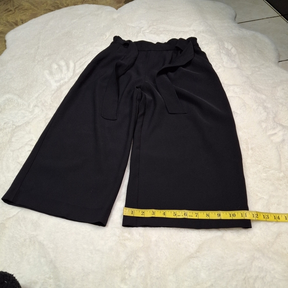 Lululemon Noir Crop Black Waist Bow Tie Relaxed Wide Leg Pants Women Size 8 - Picture 16 of 16